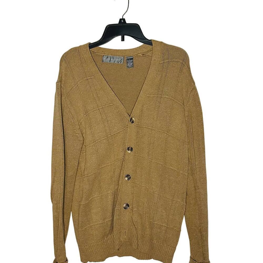Oscar de La Renta Tan Button Front Classic Oversized Cardigan Sweater Size M
